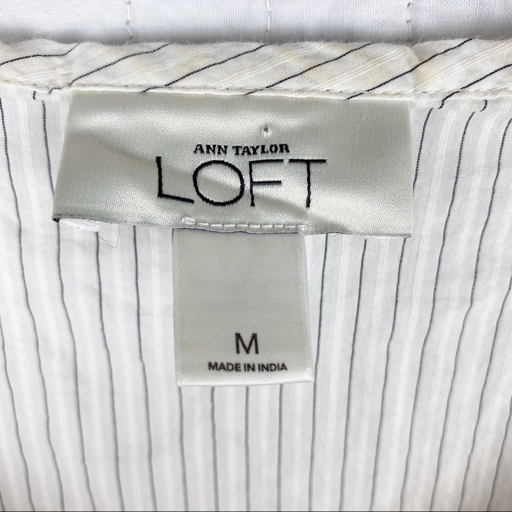 Ann Taylor LOFT Sheer Antique White Pinstripe Top - Picture 6 of 6